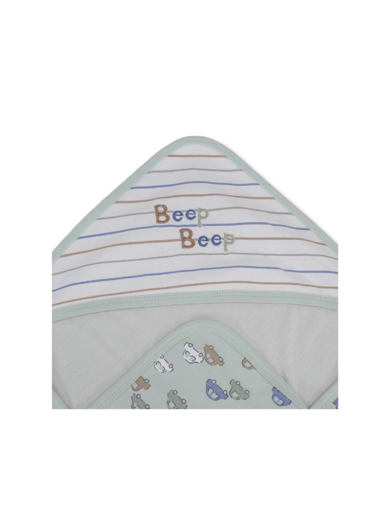 بطانية أطفال قطنية - لون نعناعي مع تطريز "بيب بيب" - Image 3